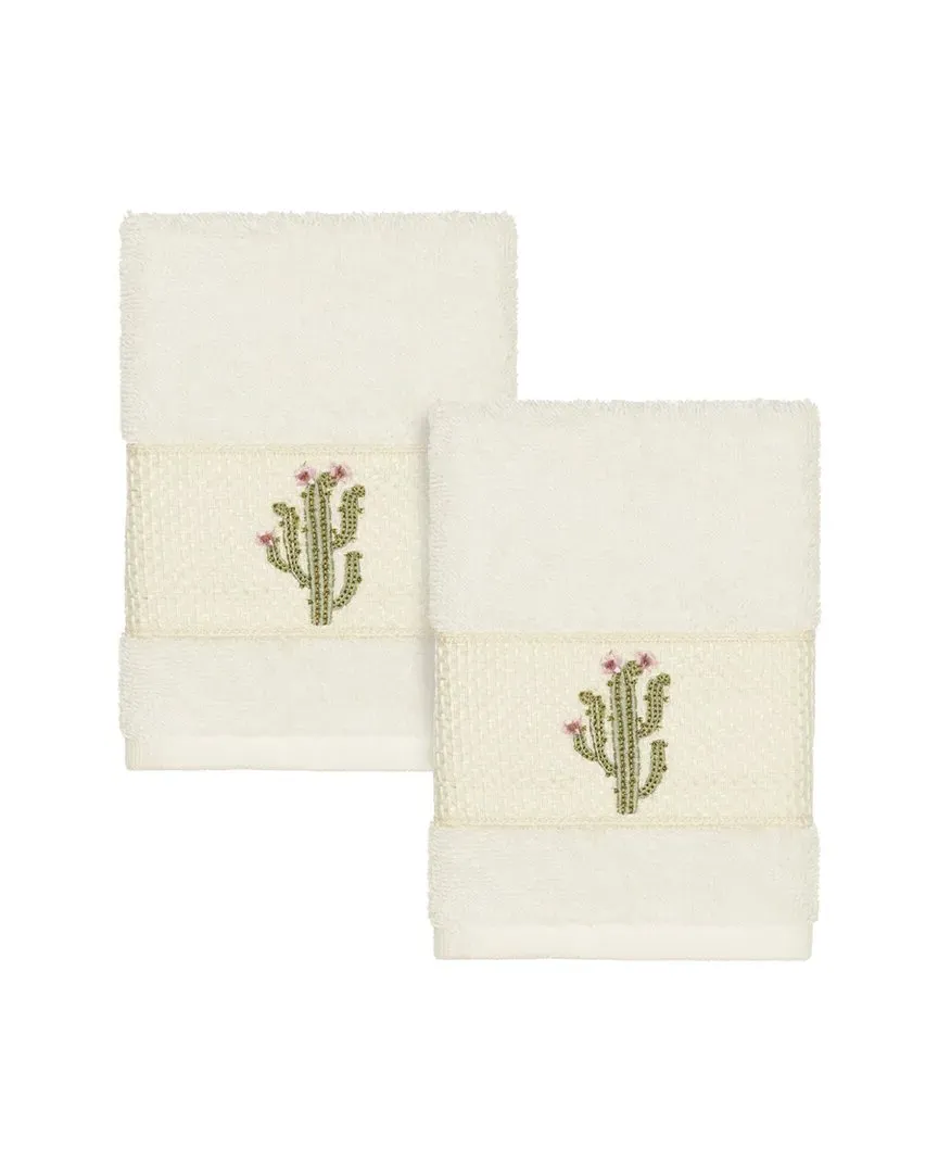 Mila 2pc Embellished Washcloth Set - Cream, Turkish Cotton image