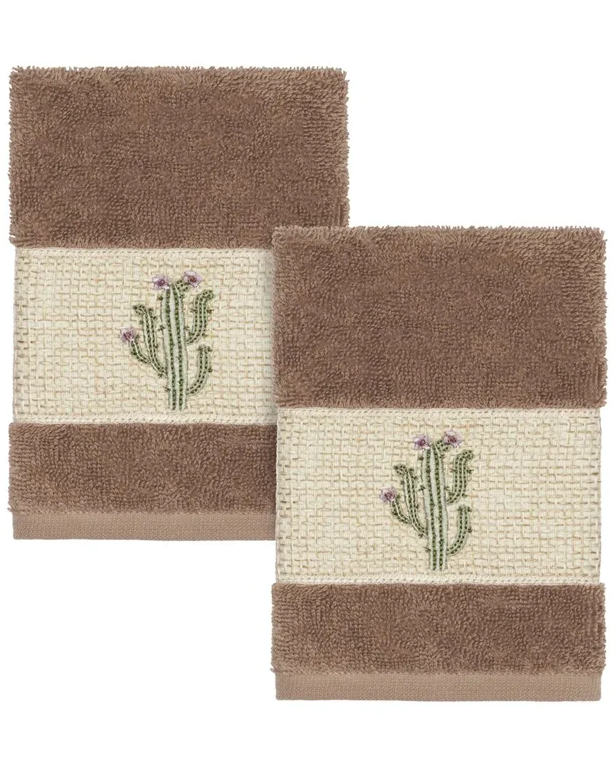Mila 2pc Embellished Washcloth Set - Latte, Turkish Cotton