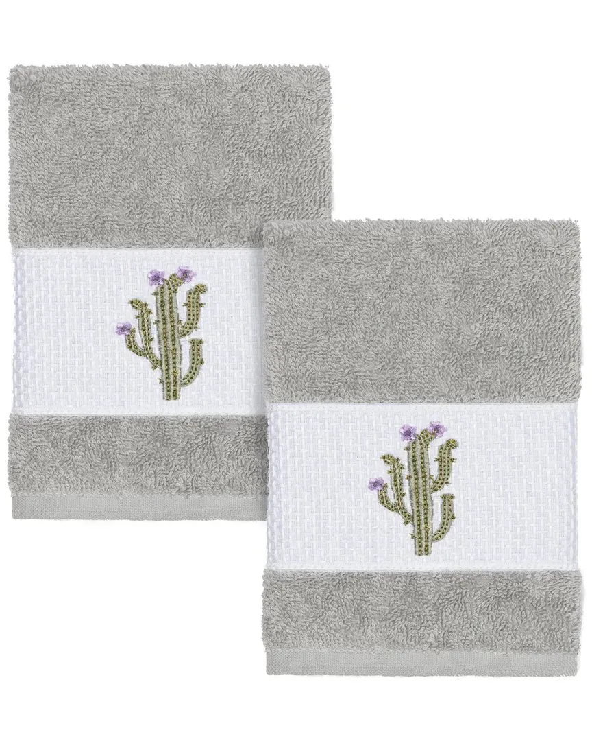Mila 2pc Embellished Washcloth Set - Light Grey, Turkish Cotton