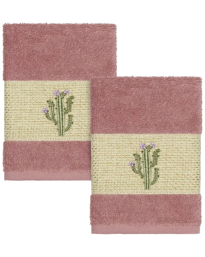 Mila 2pc Embellished Washcloth Set - Rose, Turkish Cotton