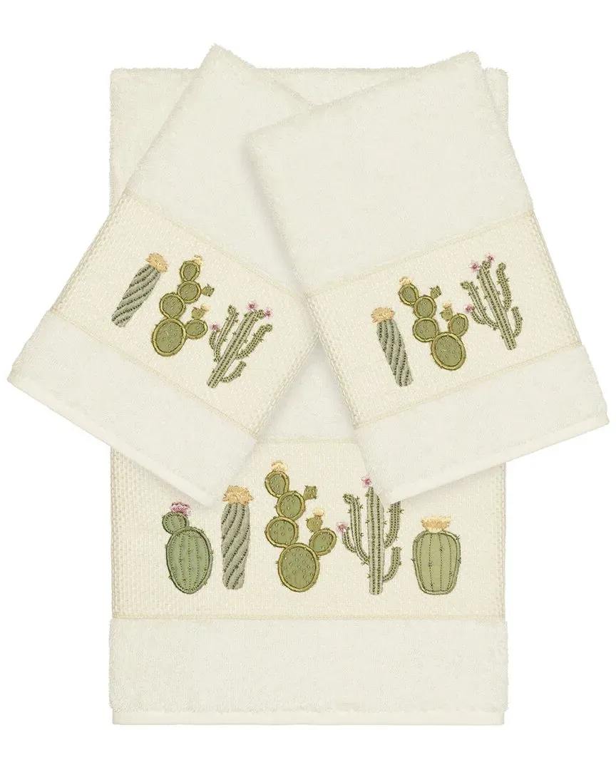 Mila 3-Piece Embellished Towel Set - Cream, Turkish Cotton