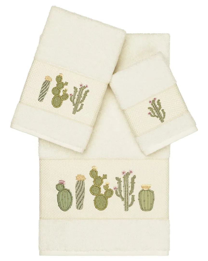 Mila 3-Piece Embellished Towel Set - Cream, Turkish Cotton image