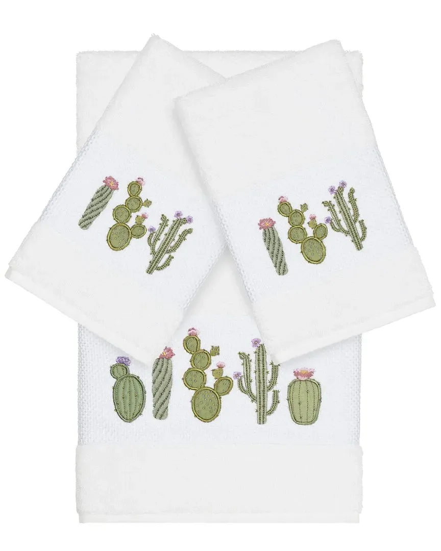 Mila 3-Piece Embellished Towel Set - White, Turkish Cotton
