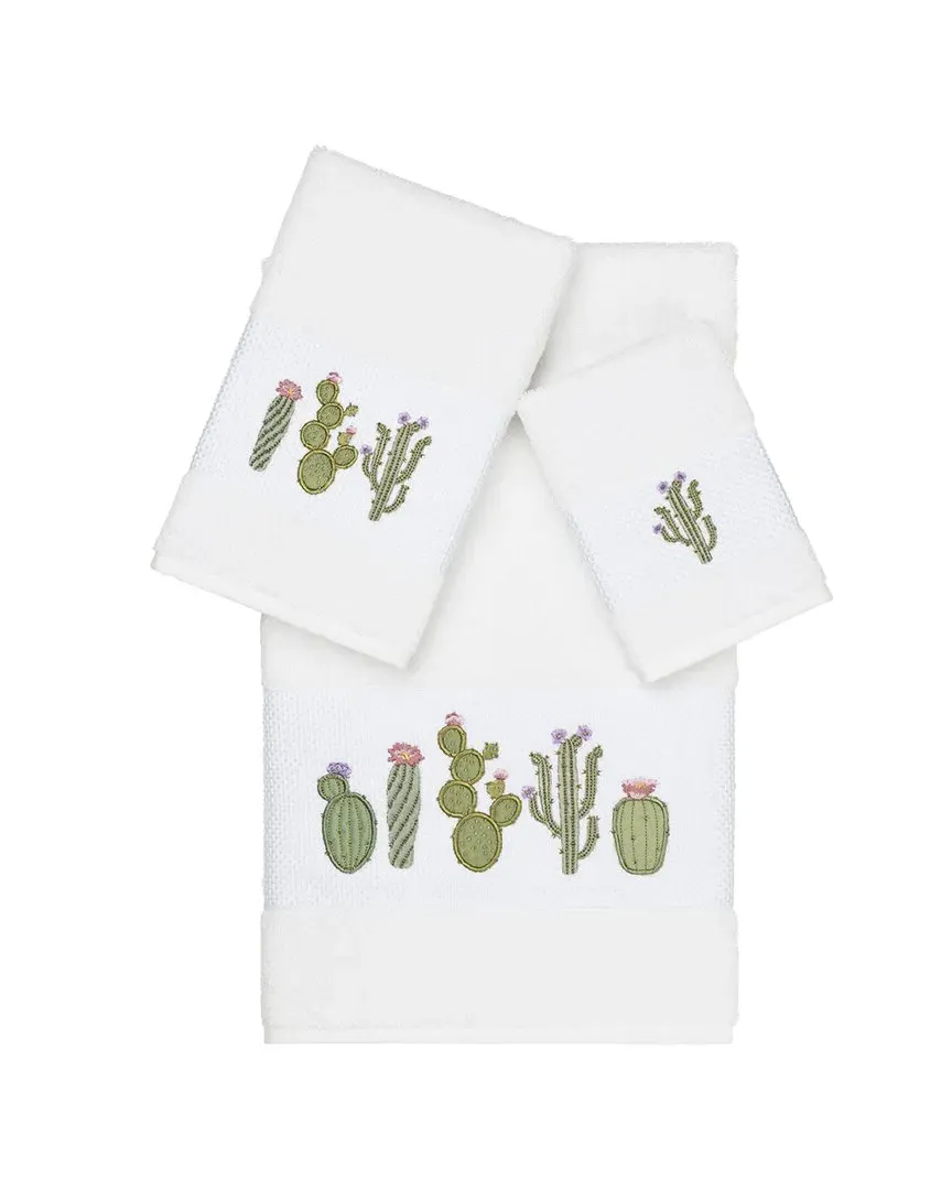 Mila 3-Piece Embellished Towel Set - White, Turkish Cotton