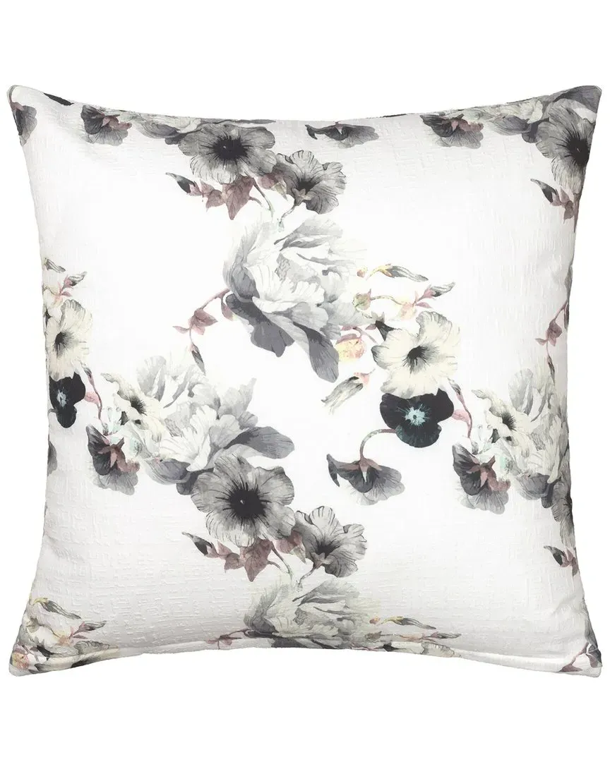 Morning Glories Square Pillow Cover - Grey, Cotton