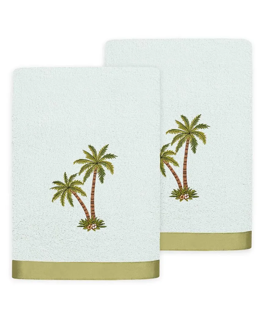 Palmera 2pc Bath Towel Set with Palm Tree Embroidery - Aqua