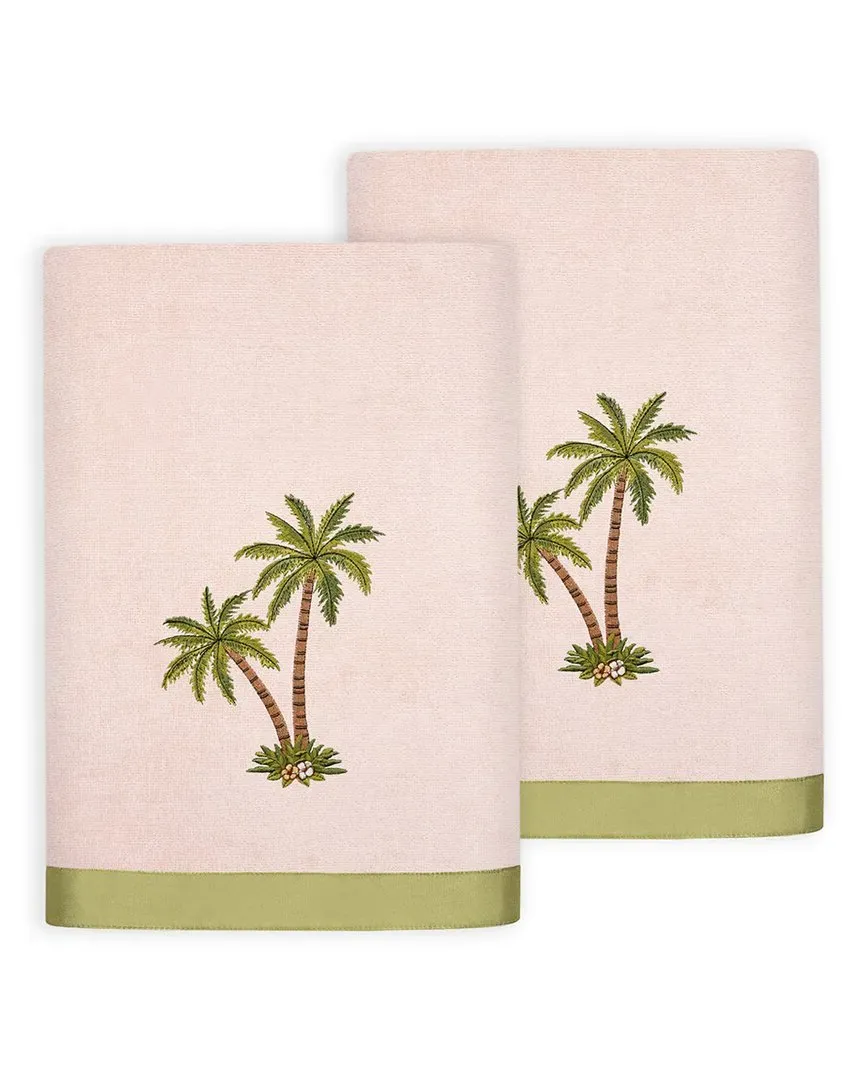 Palmera 2pc Bath Towel Set with Palm Tree Embroidery - Blush