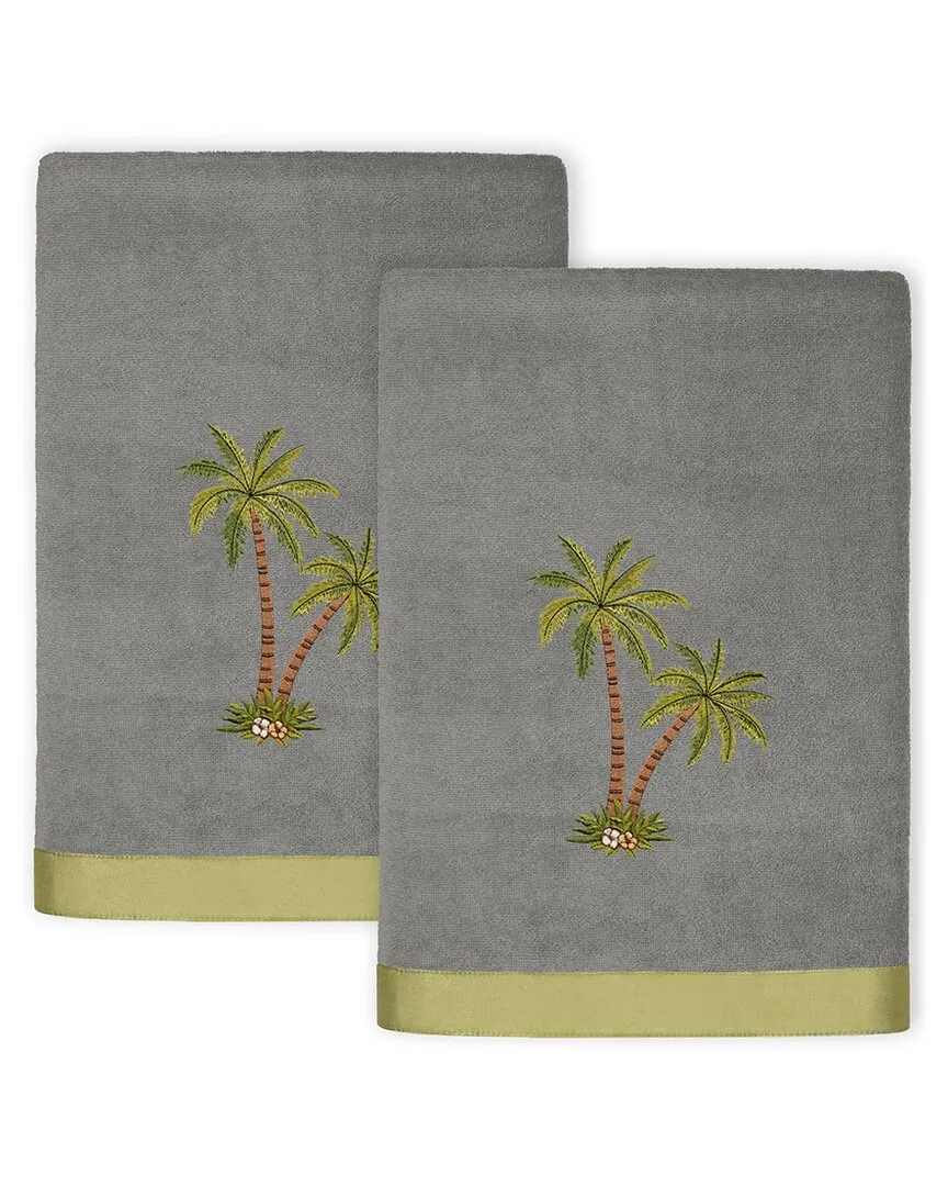 Palmera 2pc Bath Towel Set with Palm Tree Embroidery - Charcoal