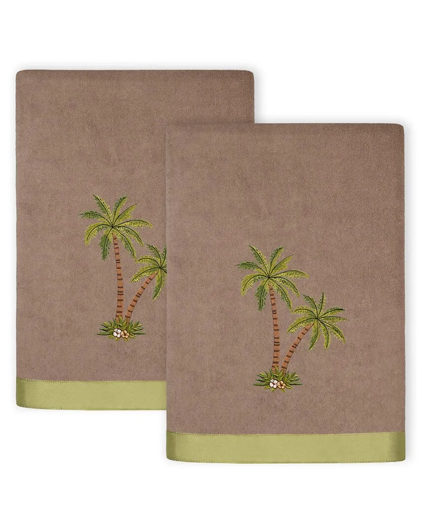 Palmera 2pc Bath Towel Set with Palm Tree Embroidery - Cocoa