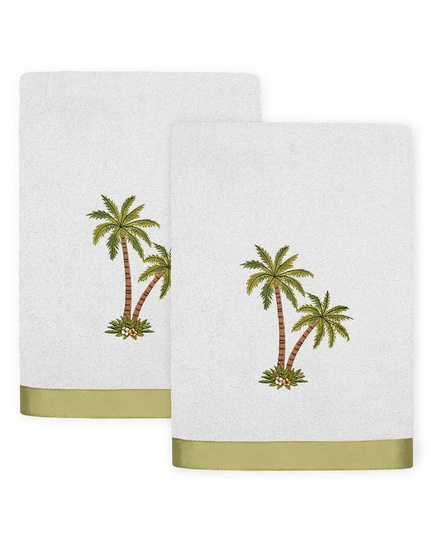 Palmera 2pc Bath Towel Set with Palm Tree Embroidery - Silver