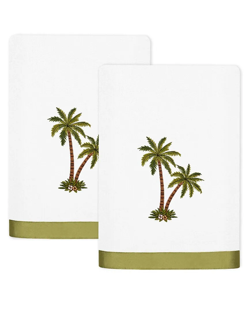 Palmera 2pc Bath Towel Set with Palm Tree Embroidery - White