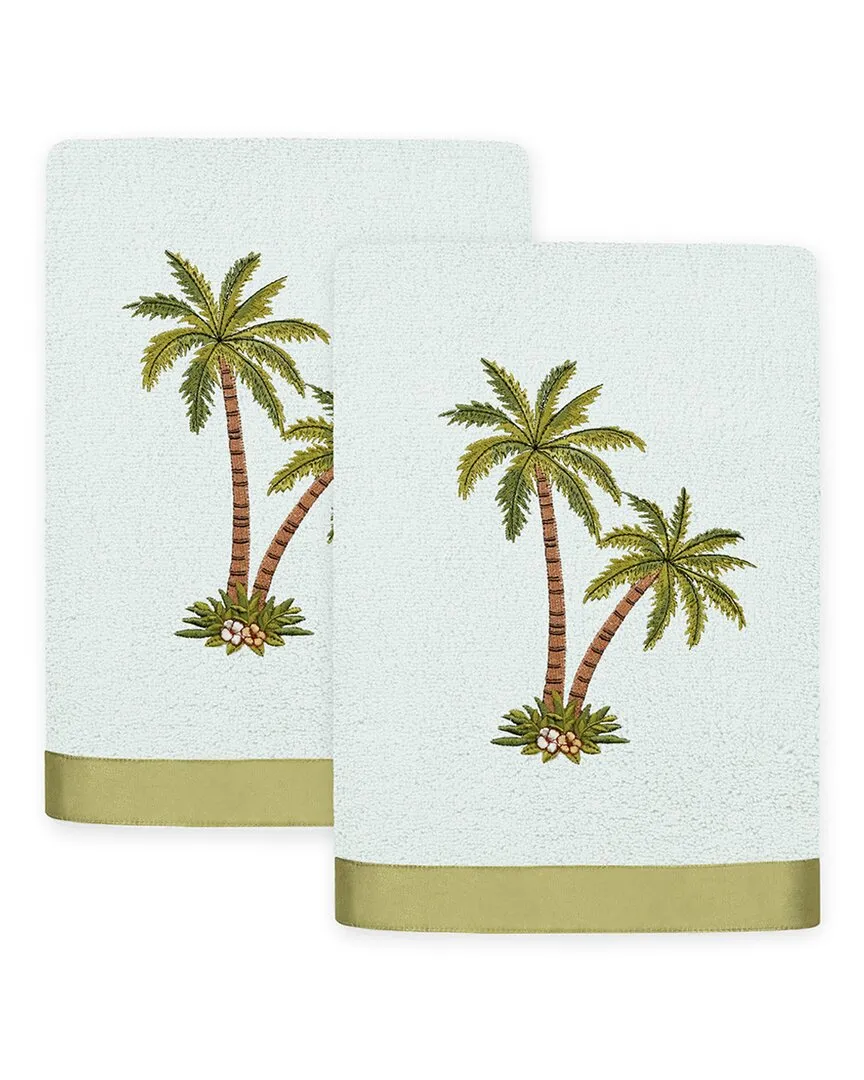 Palmera 2pc Hand Towel Set with Palm Tree Embroidery - Aqua image