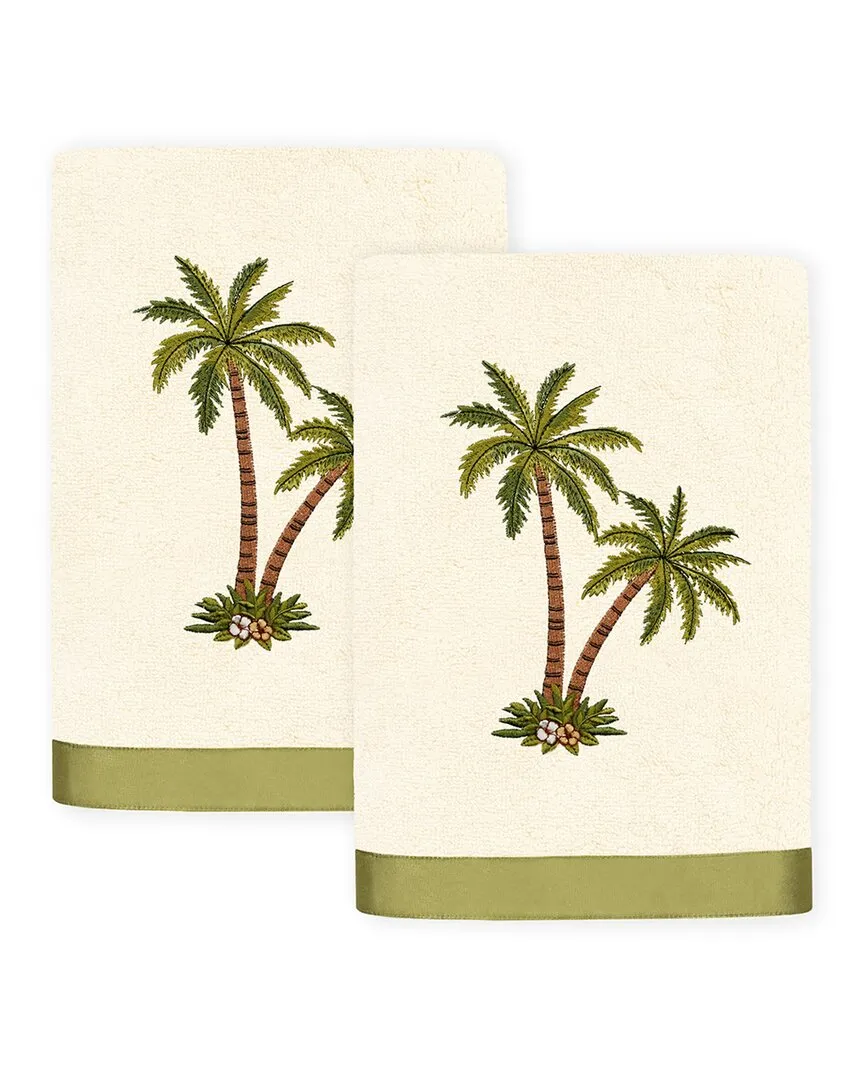Palmera 2pc Hand Towel Set with Palm Tree Embroidery - Beige