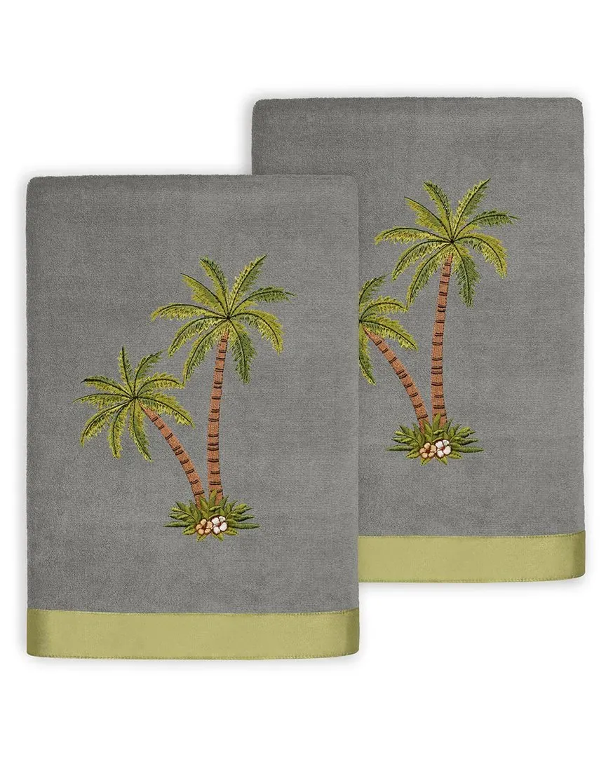 Palmera 2pc Hand Towel Set with Palm Tree Embroidery - Charcoal