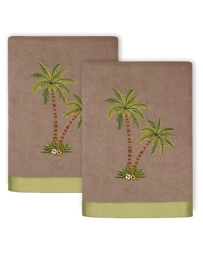 Palmera 2pc Hand Towel Set with Palm Tree Embroidery - Cocoa