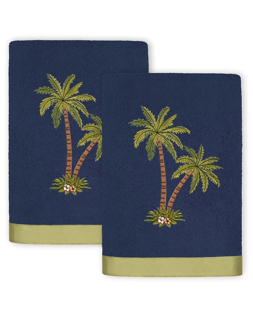 Palmera 2pc Hand Towel Set with Palm Tree Embroidery - Marine