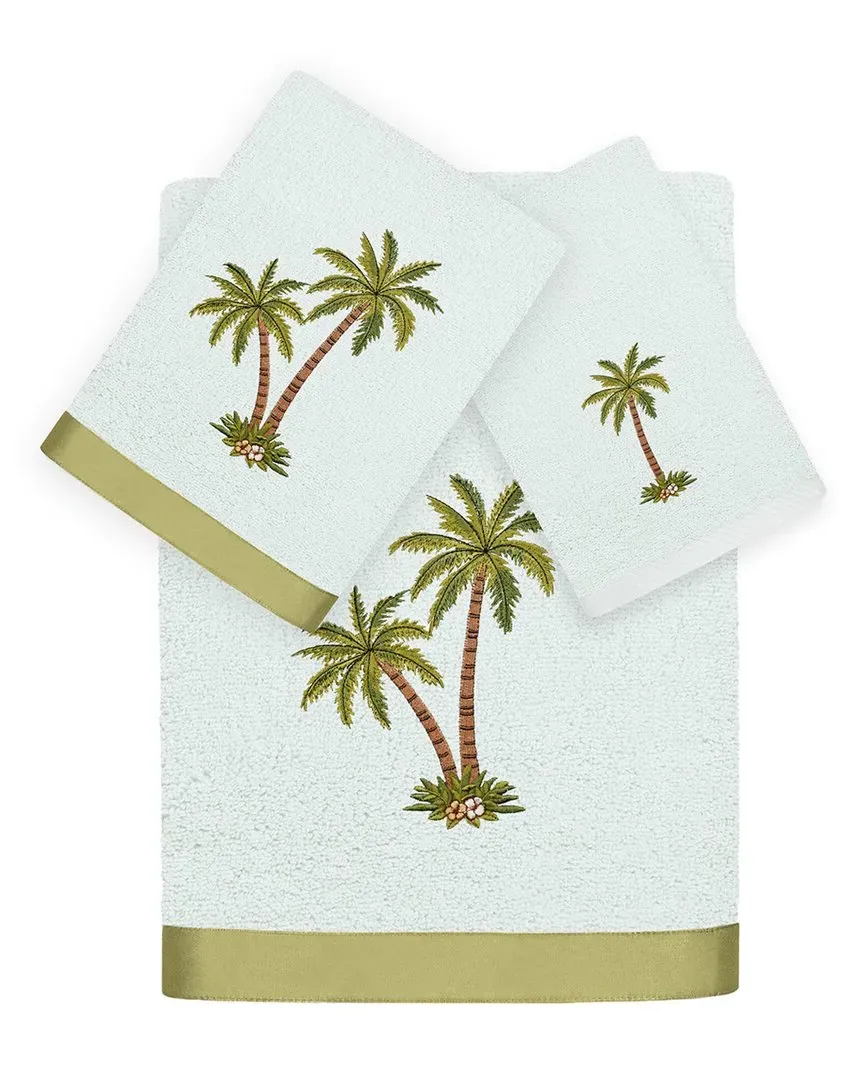 Palmera 3pc Embroidered Towel Set - Aqua, Turkish Cotton image