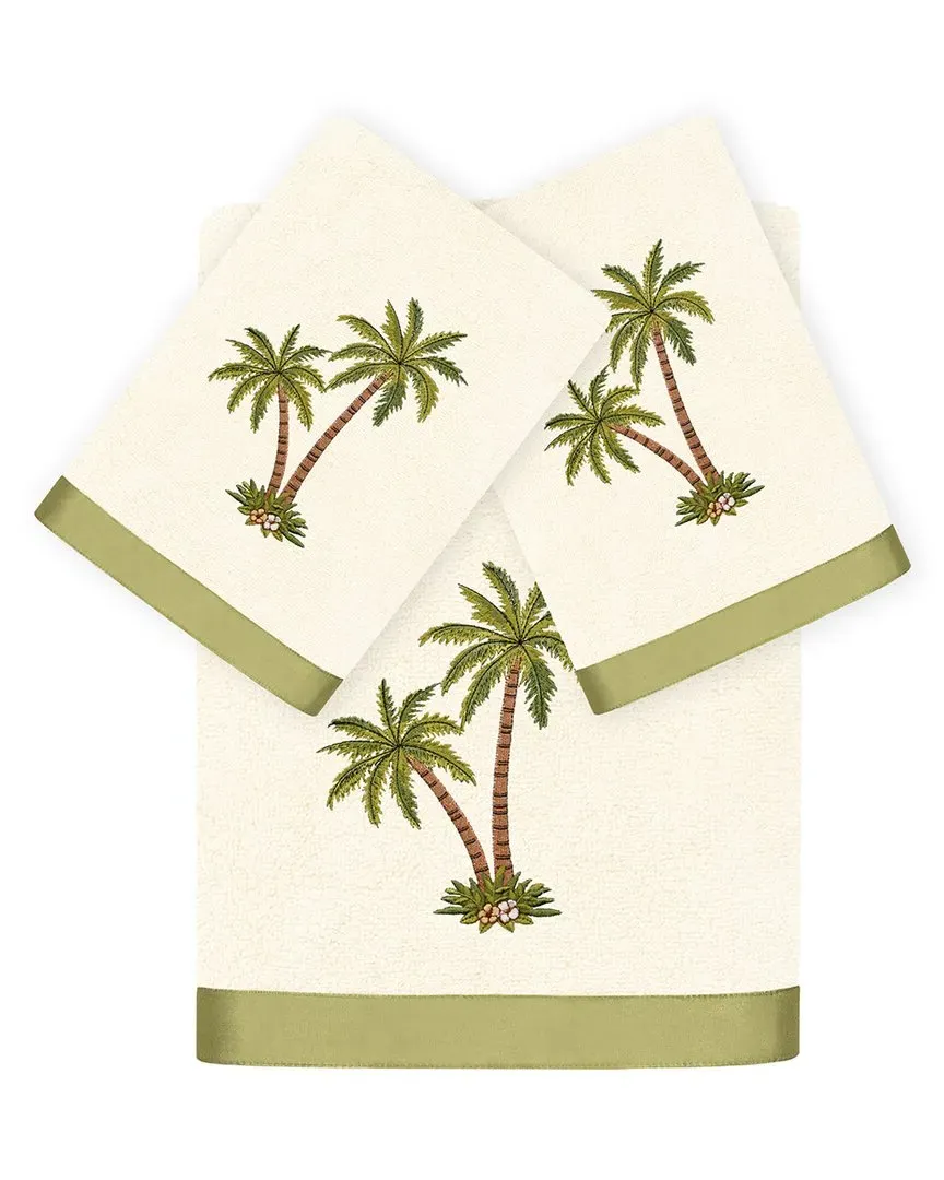 Palmera 3pc Embroidered Towel Set - Beige, Turkish Cotton