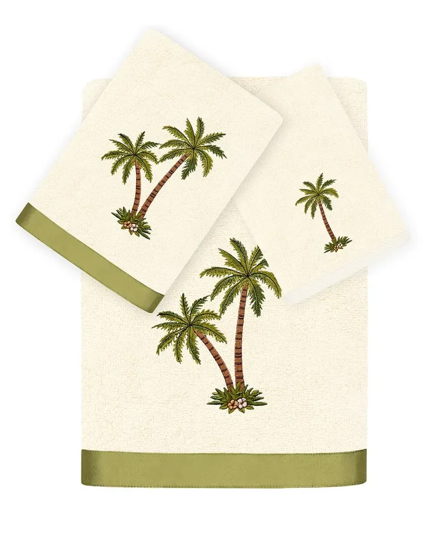 Palmera 3pc Embroidered Towel Set - Beige, Turkish Cotton