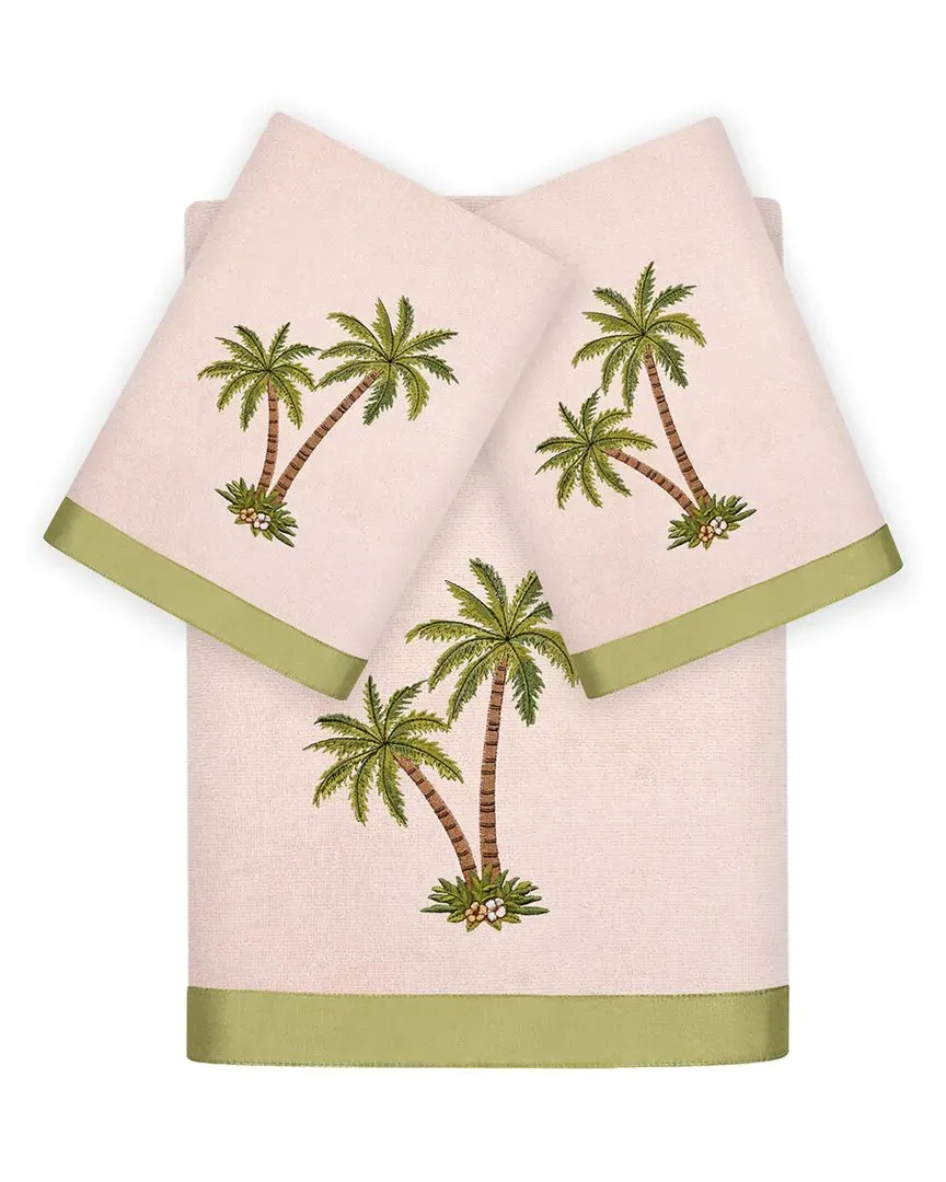 Palmera 3pc Embroidered Towel Set - Blush, Turkish Cotton