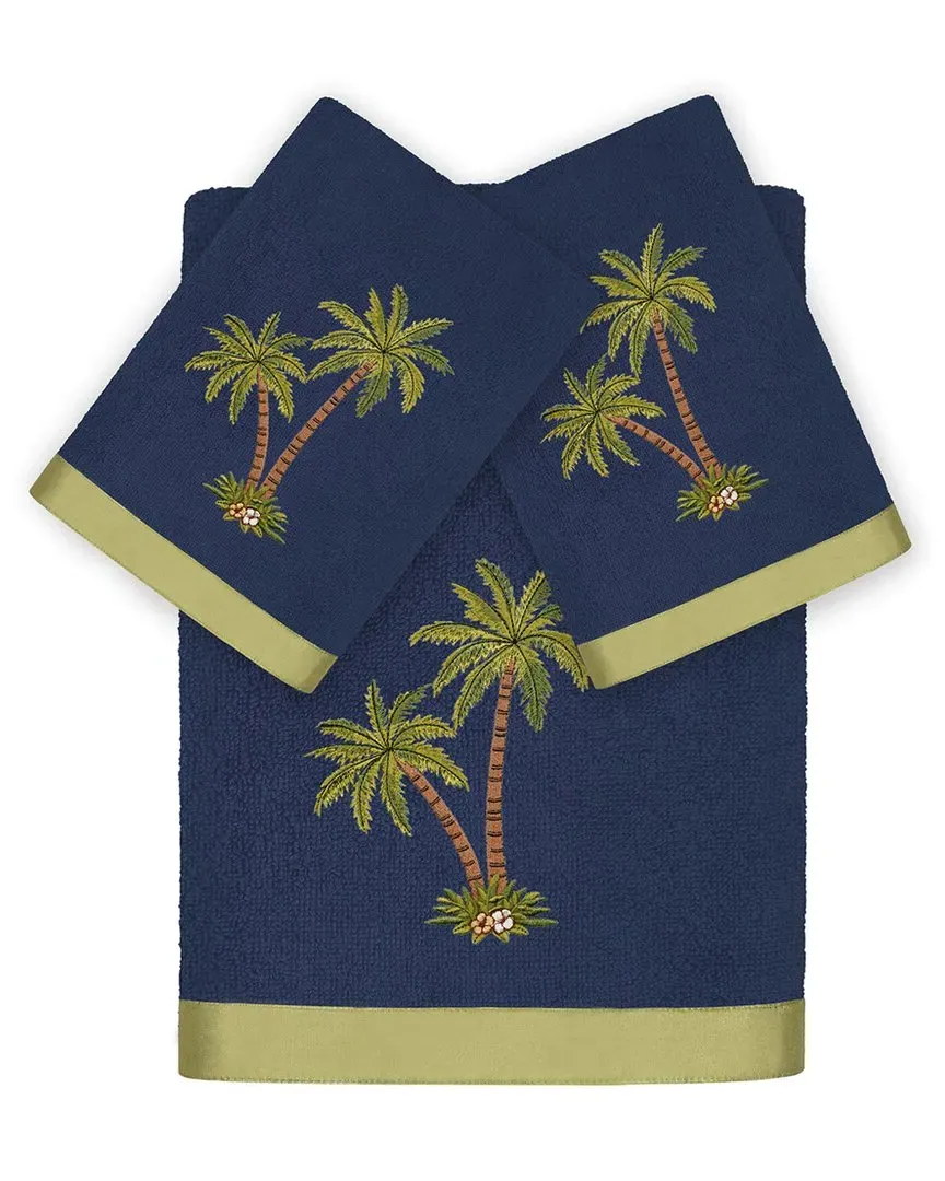 Palmera 3pc Embroidered Towel Set - Marine, Turkish Cotton