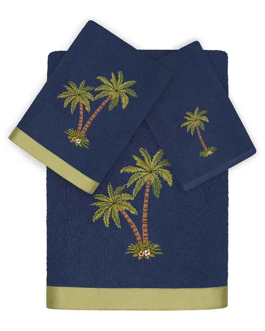 Palmera 3pc Embroidered Towel Set - Marine, Turkish Cotton