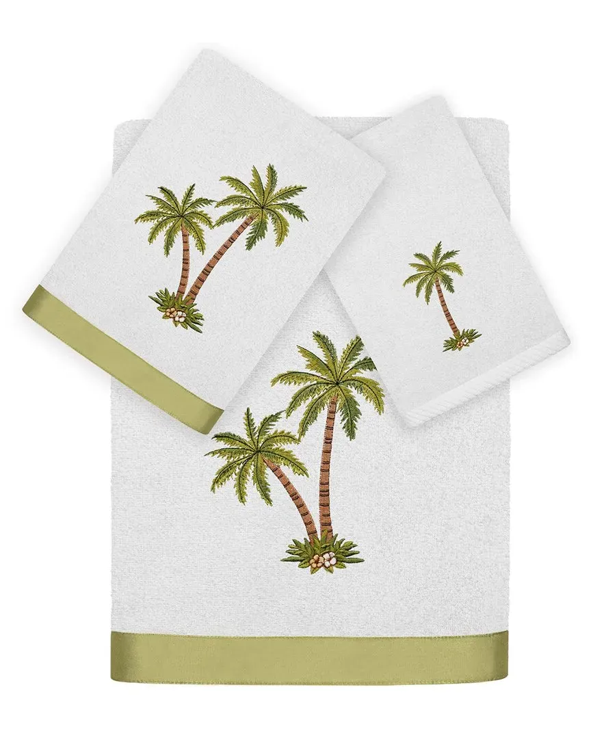 Palmera 3pc Embroidered Towel Set - Silver, Turkish Cotton
