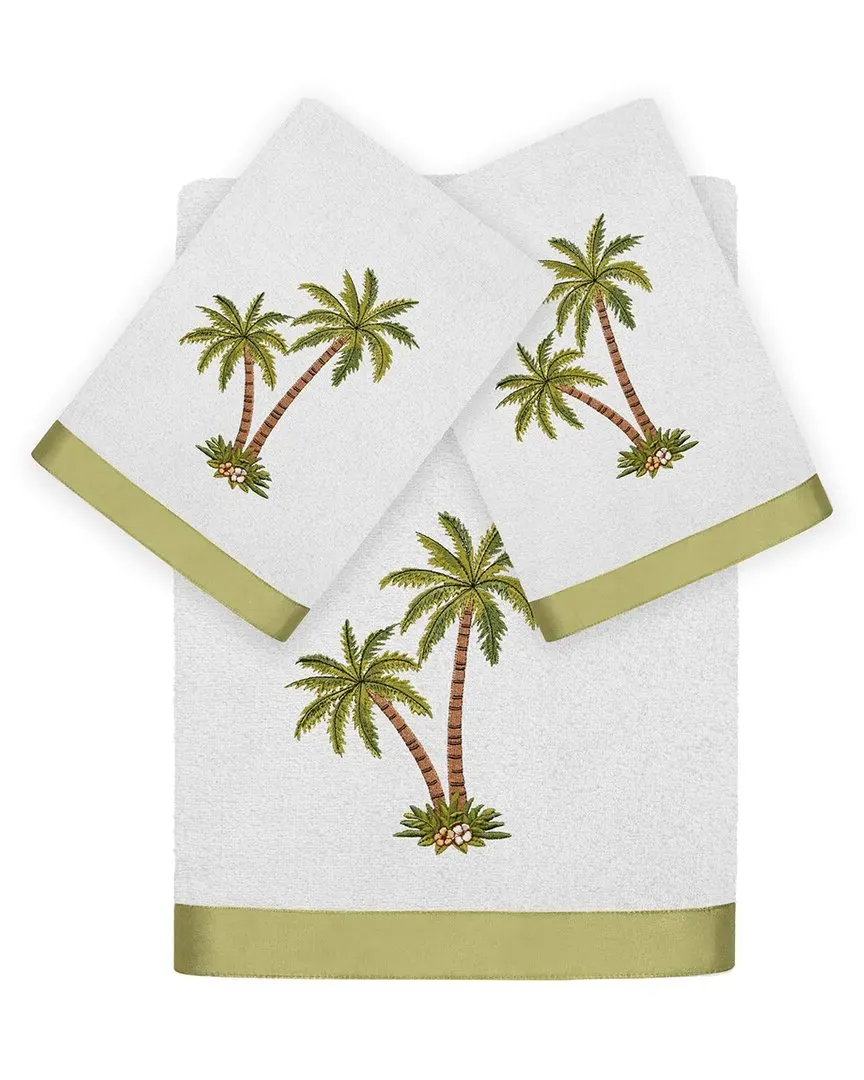 Palmera 3pc Embroidered Towel Set - Silver, Turkish Cotton
