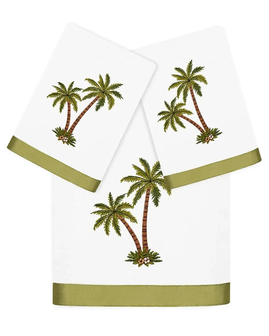 Palmera 3pc Embroidered Towel Set - White, Turkish Cotton