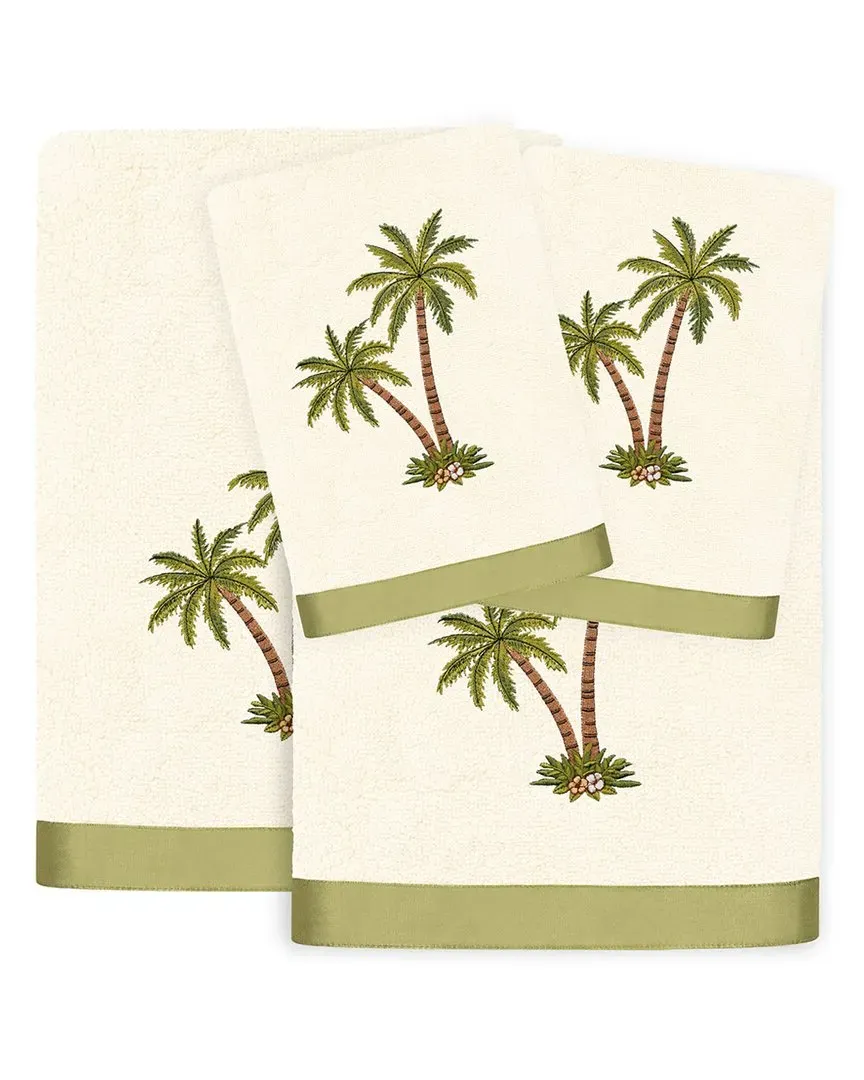 Palmera 4pc Embroidered Towel Set - Beige, Turkish Cotton