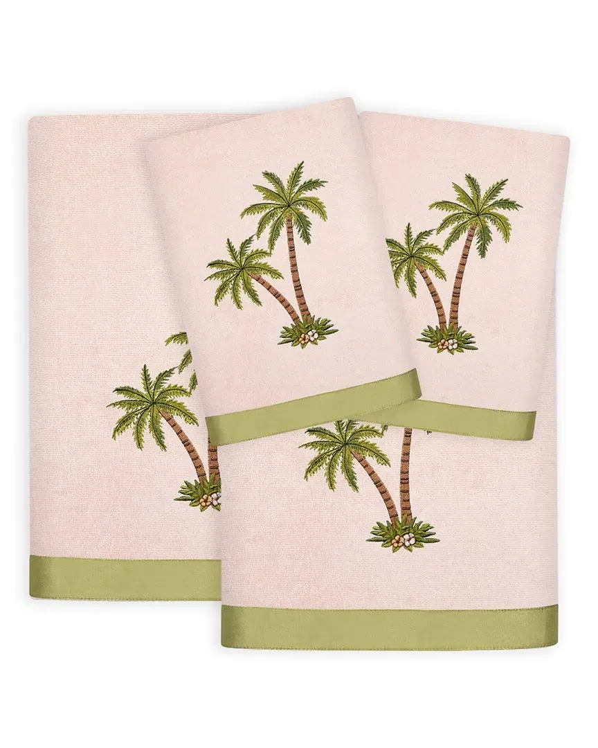 Palmera 4pc Embroidered Towel Set - Blush, Turkish Cotton
