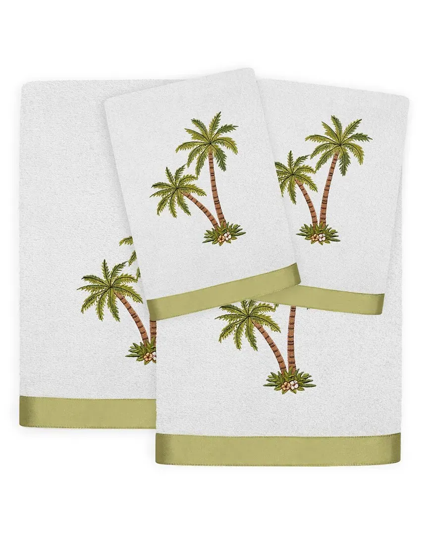 Palmera 4pc Embroidered Towel Set - Silver, Turkish Cotton