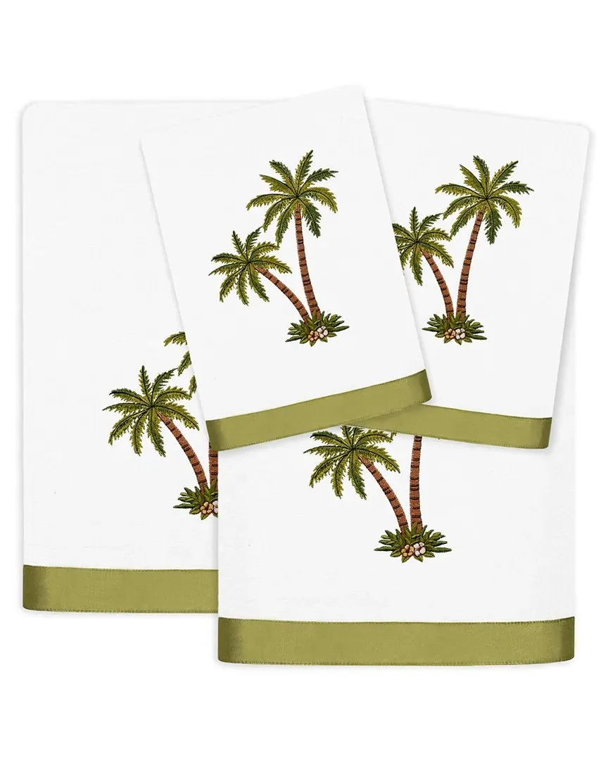 Palmera 4pc Embroidered Towel Set - White, Turkish Cotton