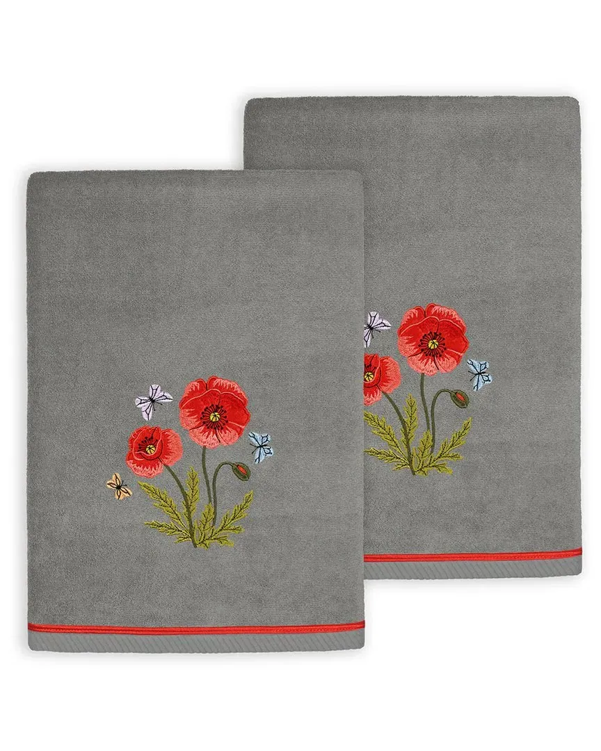 Polly 2pc Bath Towel Set - Charcoal, Turkish Cotton