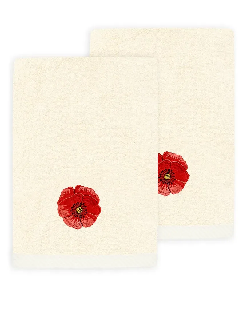 Polly 2pc Embellished Fingertip Towel Set - Beige, Turkish Cotton