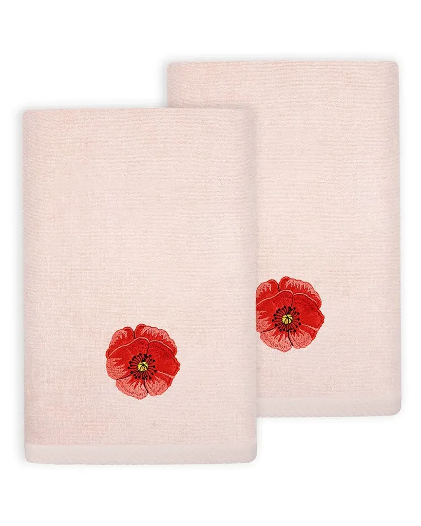 Polly 2pc Embellished Fingertip Towel Set - Blush, Turkish Cotton