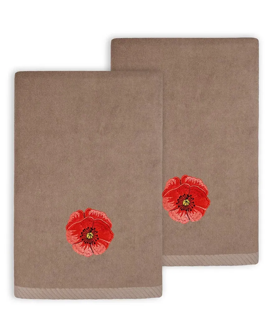 Polly 2pc Embellished Fingertip Towel Set - Cocoa, Turkish Cotton