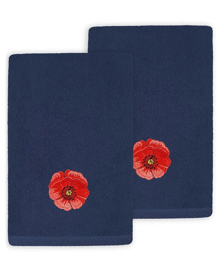 Polly 2pc Embellished Fingertip Towel Set - Marine, Turkish Cotton