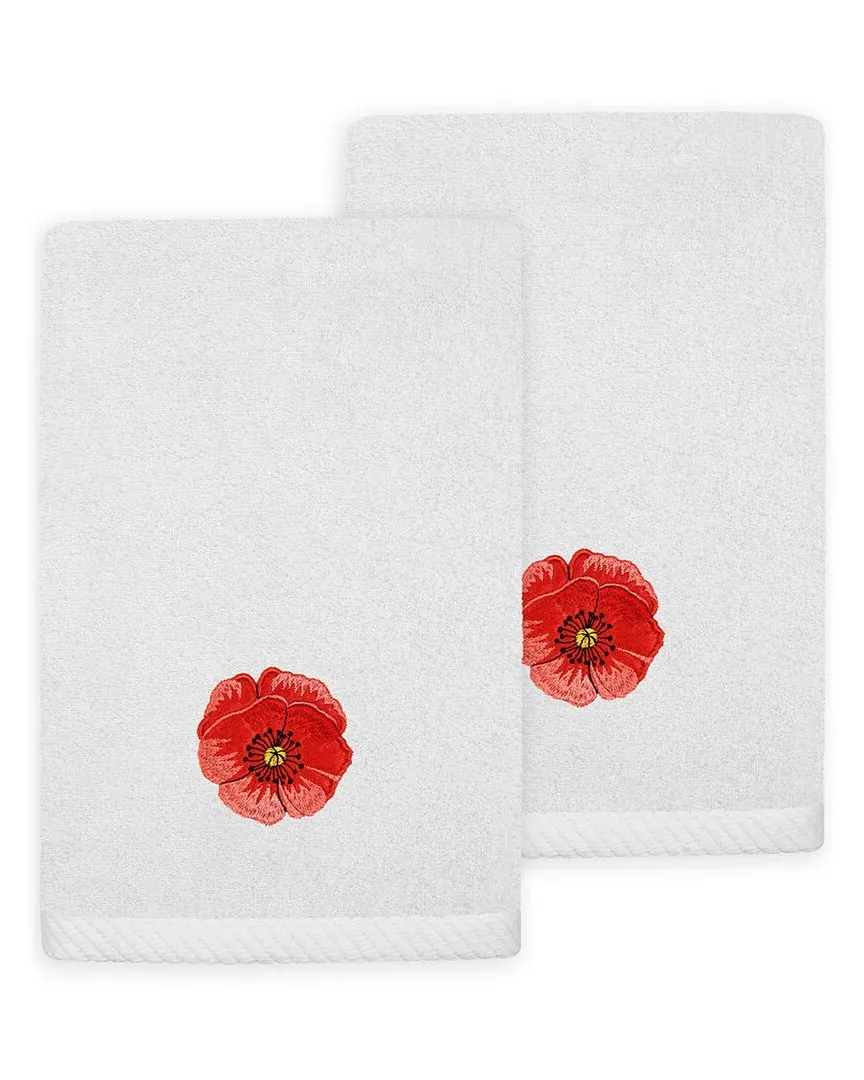 Polly 2pc Embellished Fingertip Towel Set - Silver, Turkish Cotton