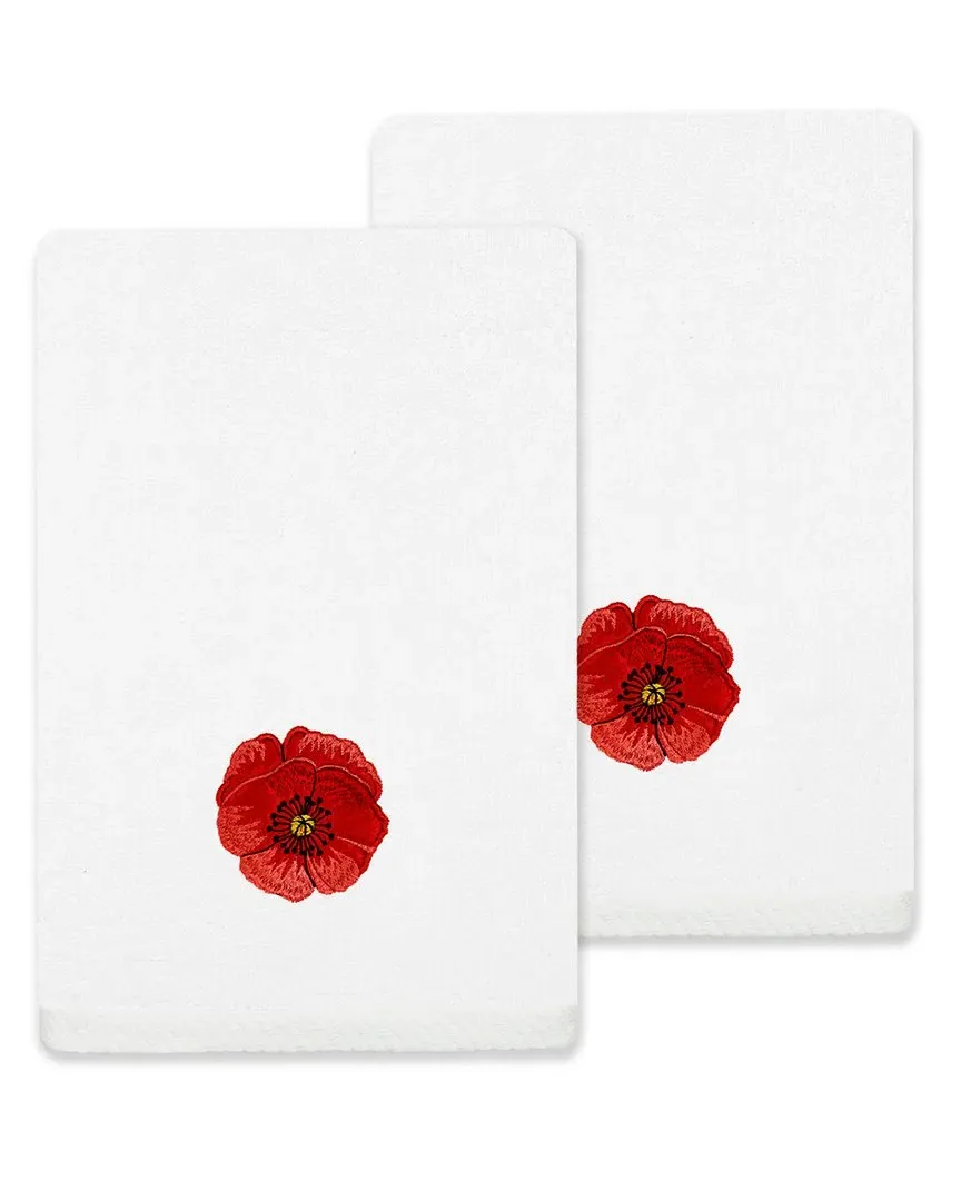 Polly 2pc Embellished Fingertip Towel Set - White, Turkish Cotton
