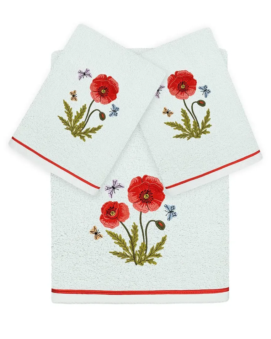 Polly 3pc Embroidered Towel Set - Aqua, Turkish Cotton