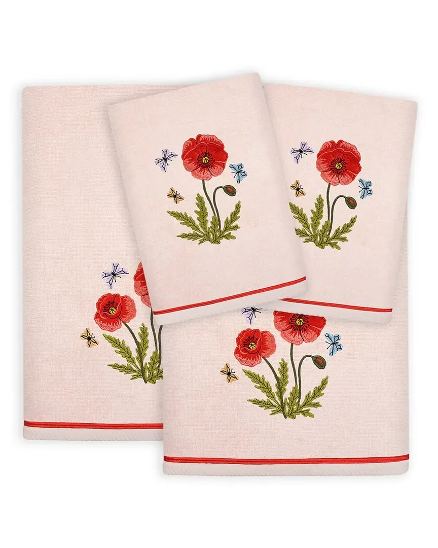 Polly 4pc Embellished Towel Set - Blush, Turkish Cotton
