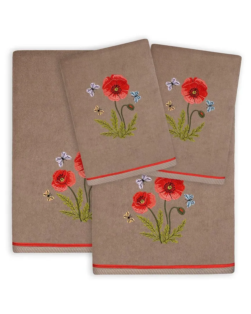 Polly 4pc Embellished Towel Set - Cocoa, Turkish Cotton