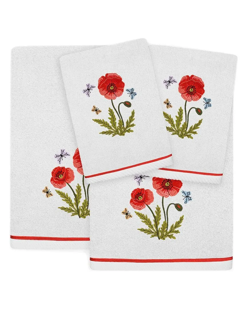 Polly 4pc Embellished Towel Set - Silver, Turkish Cotton