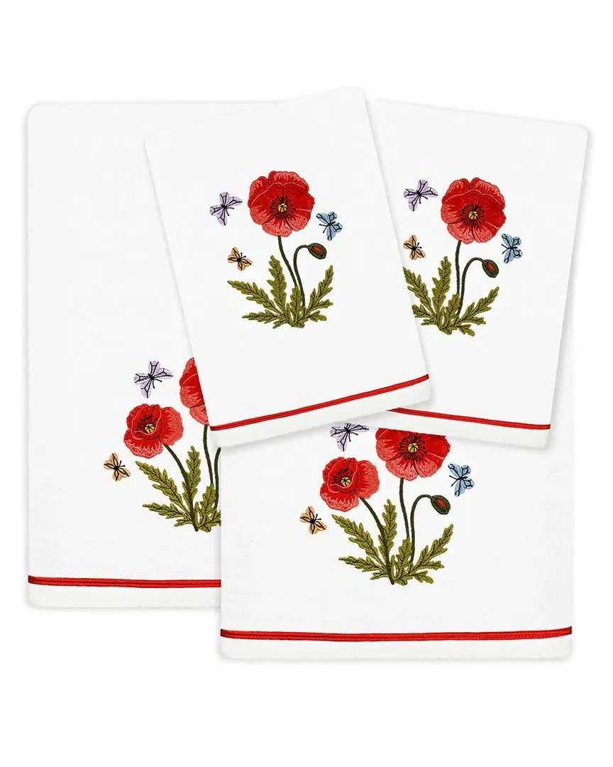 Polly 4pc Embellished Towel Set - White, Turkish Cotton