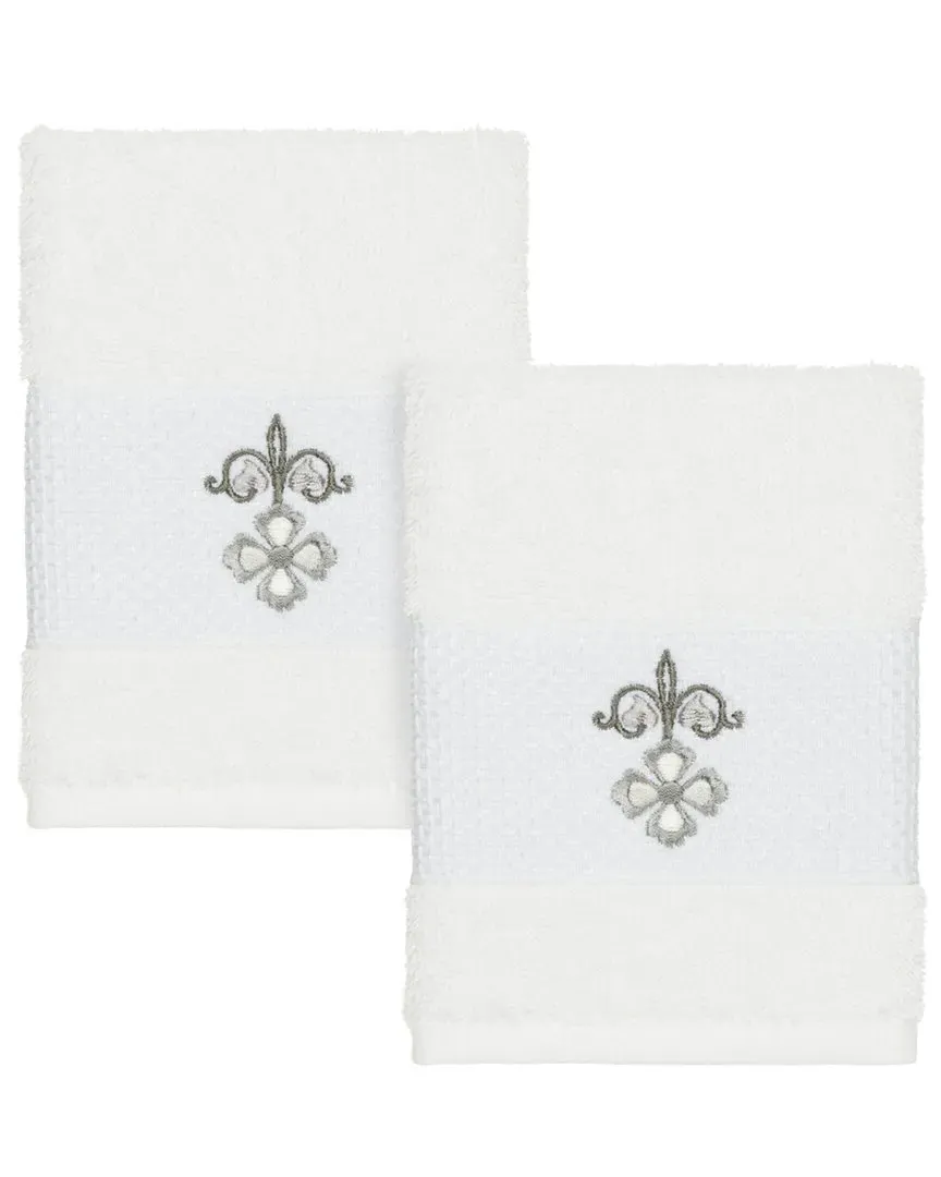 Quinn 2-Piece Embellished Washcloth Set - White, Turkish Cotton