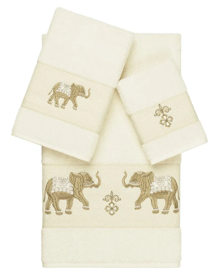 Quinn 3-Piece Embellished Towel Set - Cream, Turkish Cotton image