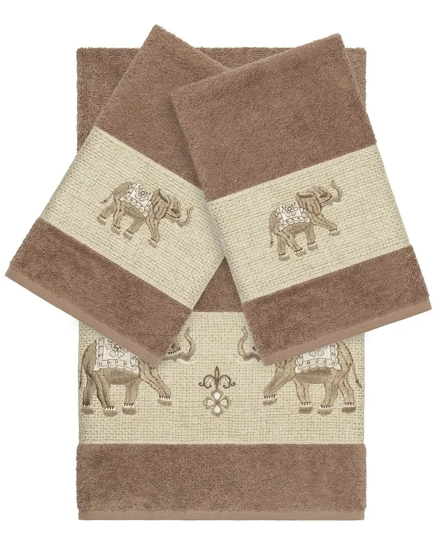Quinn 3-Piece Embellished Towel Set - Latte, Turkish Cotton