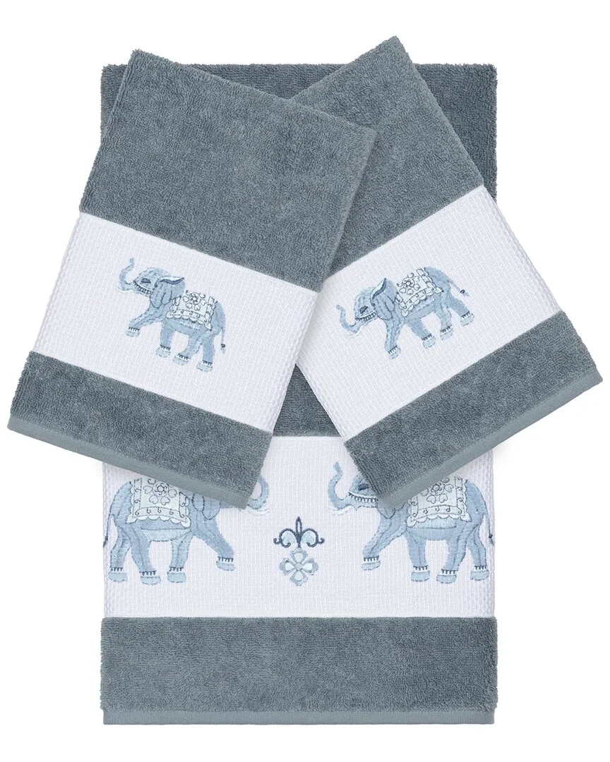 Quinn 3-Piece Embellished Towel Set - Teal, Turkish Cotton