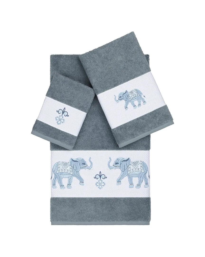 Quinn 3-Piece Embellished Towel Set - Teal, Turkish Cotton